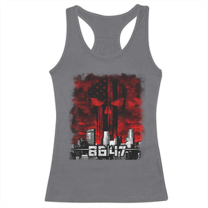 Retro 8647 Racerback Tank Top Vintage USA American Flag Skull TS10 Charcoal Print Your Wear