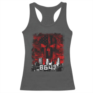 Retro 8647 Racerback Tank Top Vintage USA American Flag Skull TS10 Dark Heather Print Your Wear