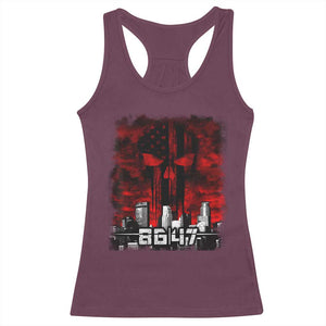Retro 8647 Racerback Tank Top Vintage USA American Flag Skull TS10 Maroon Print Your Wear