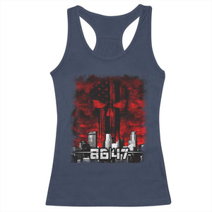 Retro 8647 Racerback Tank Top Vintage USA American Flag Skull TS10 Navy Print Your Wear