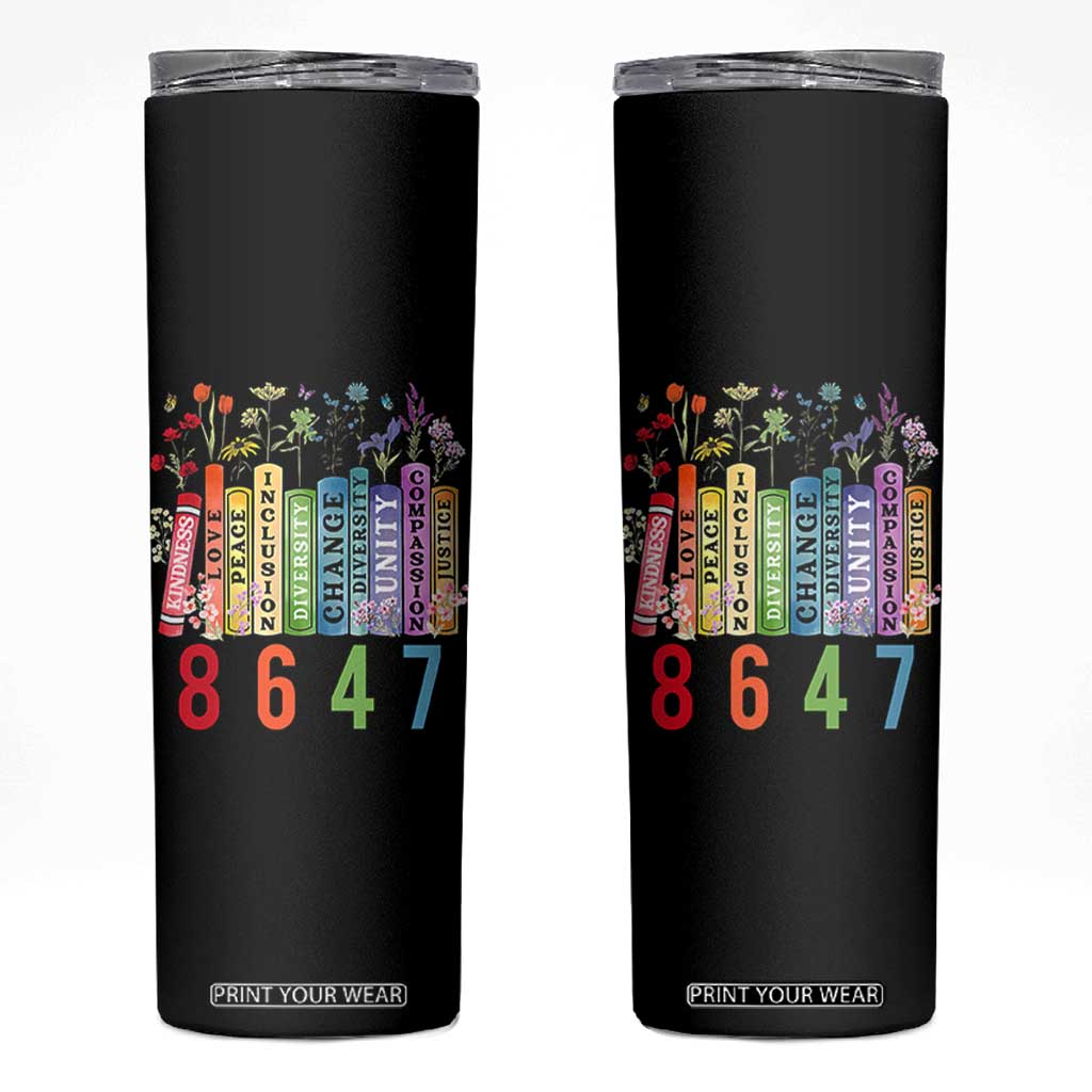 Retro 8647 Skinny Tumbler Equal Rights Book Flower Feminist Women Rights TS10 Black Print Your Wear