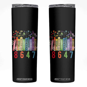 Retro 8647 Skinny Tumbler Equal Rights Book Flower Feminist Women Rights TS10 Black Print Your Wear