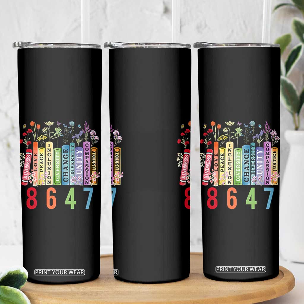 Retro 8647 Skinny Tumbler Equal Rights Book Flower Feminist Women Rights TS10 Print Your Wear