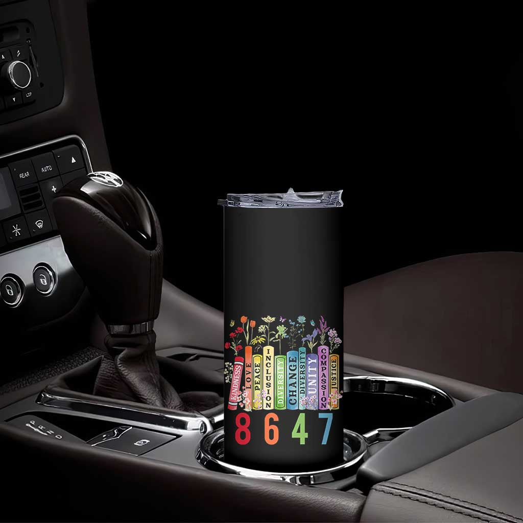 Retro 8647 Skinny Tumbler Equal Rights Book Flower Feminist Women Rights TS10 Print Your Wear