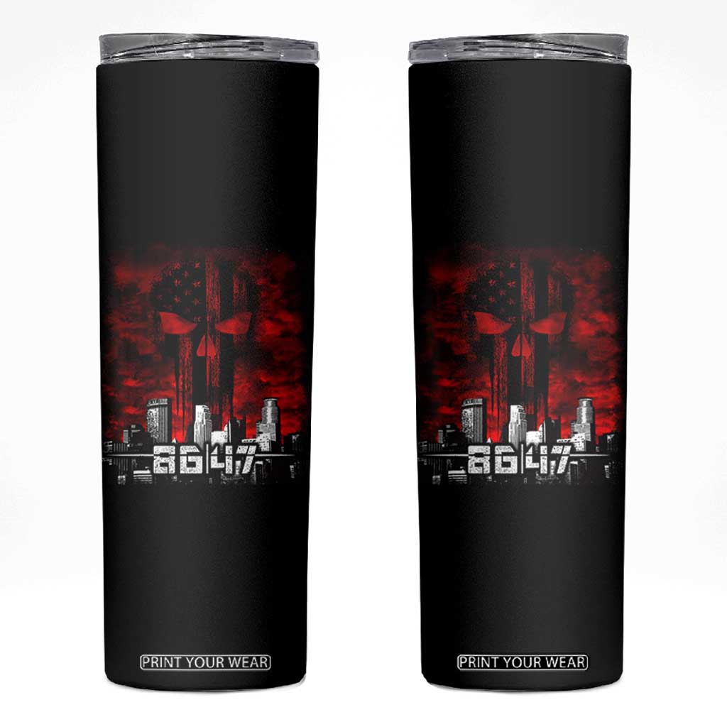 Retro 8647 Skinny Tumbler Vintage USA American Flag Skull TS10 Black Print Your Wear