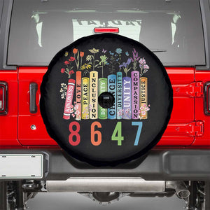 Retro 8647 Spare Tire Cover Equal Rights Book Flower Feminist Women Rights TS10 Black Print Your Wear