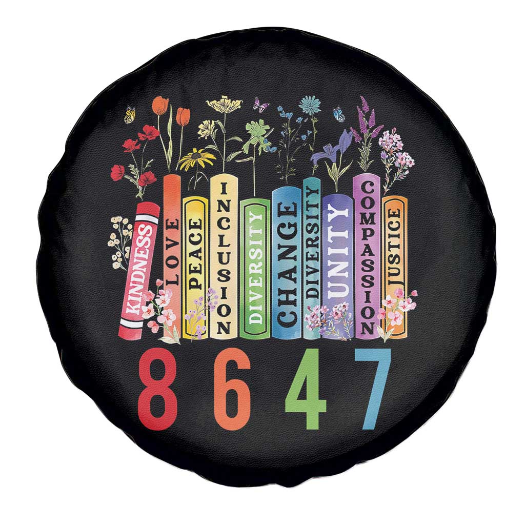 Retro 8647 Spare Tire Cover Equal Rights Book Flower Feminist Women Rights TS10 Print Your Wear