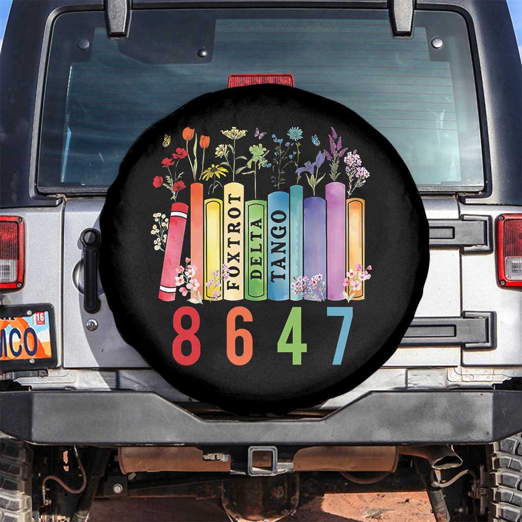 Retro 8647 Spare Tire Cover Foxtrots Delta Tangos Book Flower TS10 No hole Black Print Your Wear