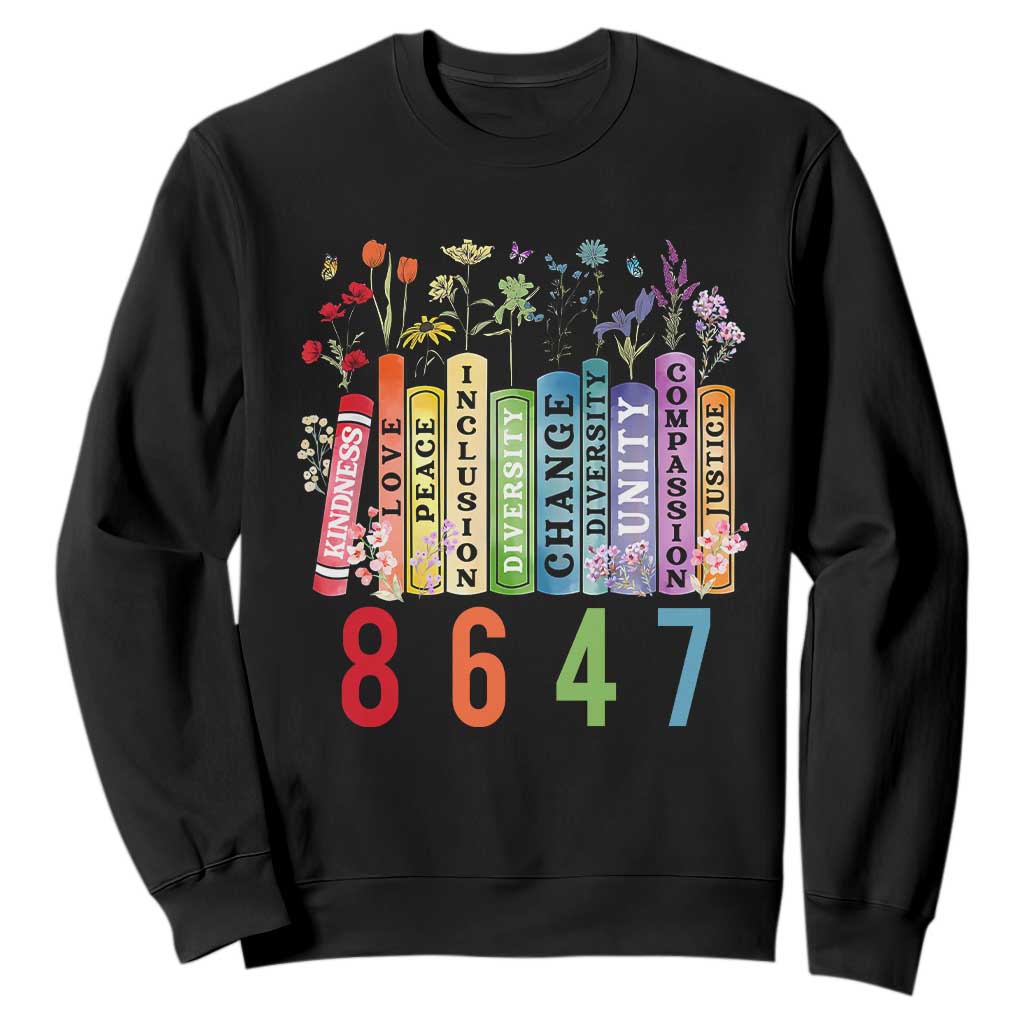 Retro 8647 Sweatshirt Equal Rights Book Flower Feminist Women Rights TS10 Black Print Your Wear