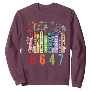 Retro 8647 Sweatshirt Equal Rights Book Flower Feminist Women Rights TS10 Maroon Print Your Wear