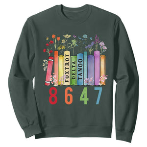 Retro 8647 Sweatshirt Foxtrots Delta Tangos Book Flower TS10 Dark Forest Green Print Your Wear