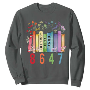 Retro 8647 Sweatshirt Foxtrots Delta Tangos Book Flower TS10 Dark Heather Print Your Wear