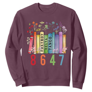 Retro 8647 Sweatshirt Foxtrots Delta Tangos Book Flower TS10 Maroon Print Your Wear