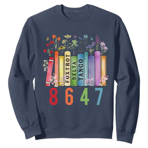 Retro 8647 Sweatshirt Foxtrots Delta Tangos Book Flower TS10 Navy Print Your Wear
