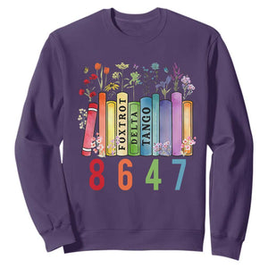 Retro 8647 Sweatshirt Foxtrots Delta Tangos Book Flower TS10 Purple Print Your Wear