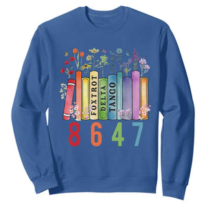 Retro 8647 Sweatshirt Foxtrots Delta Tangos Book Flower TS10 Royal Blue Print Your Wear