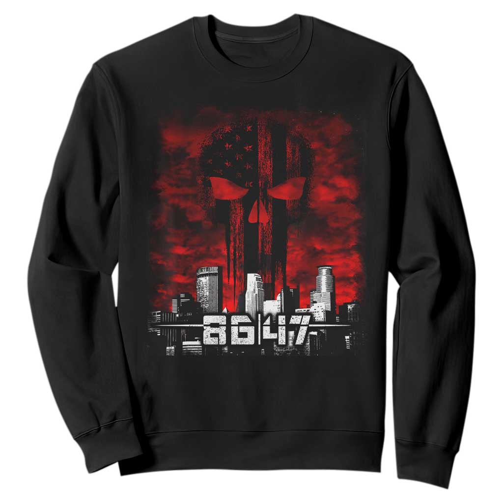 Retro 8647 Sweatshirt Vintage USA American Flag Skull TS10 Black Print Your Wear