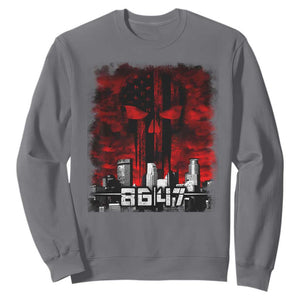 Retro 8647 Sweatshirt Vintage USA American Flag Skull TS10 Charcoal Print Your Wear