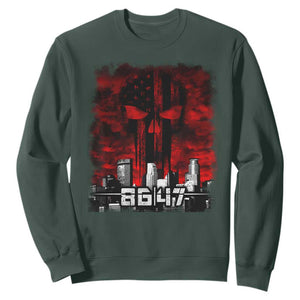 Retro 8647 Sweatshirt Vintage USA American Flag Skull TS10 Dark Forest Green Print Your Wear