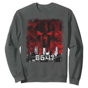 Retro 8647 Sweatshirt Vintage USA American Flag Skull TS10 Dark Heather Print Your Wear