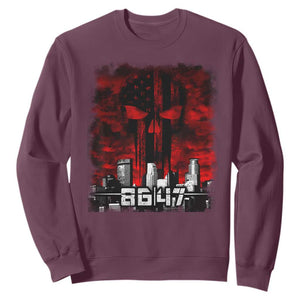 Retro 8647 Sweatshirt Vintage USA American Flag Skull TS10 Maroon Print Your Wear