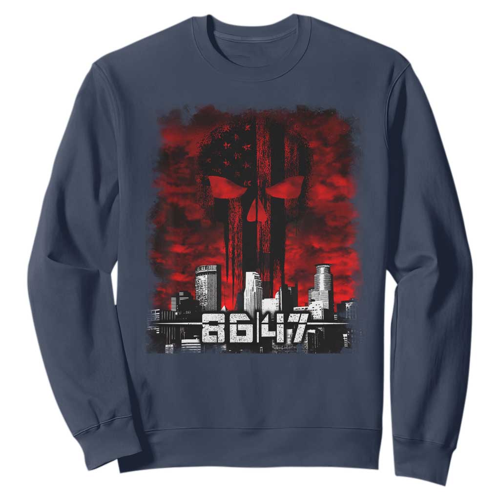 Retro 8647 Sweatshirt Vintage USA American Flag Skull TS10 Navy Print Your Wear