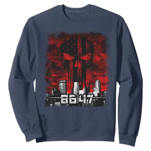Retro 8647 Sweatshirt Vintage USA American Flag Skull TS10 Navy Print Your Wear