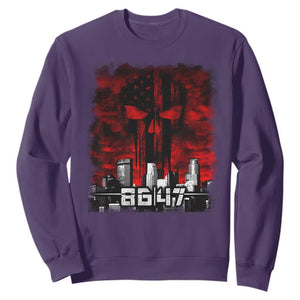 Retro 8647 Sweatshirt Vintage USA American Flag Skull TS10 Purple Print Your Wear