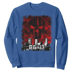 Retro 8647 Sweatshirt Vintage USA American Flag Skull TS10 Royal Blue Print Your Wear