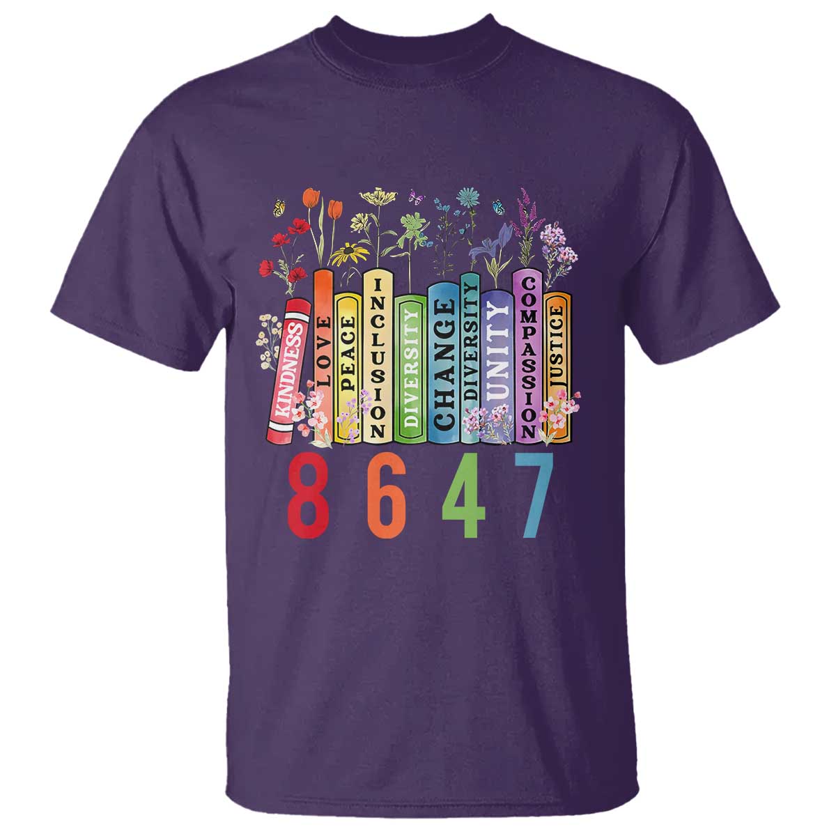 Retro 8647 T Shirt Equal Rights Book Flower Feminist Women Rights TS10 Purple Print Your Wear