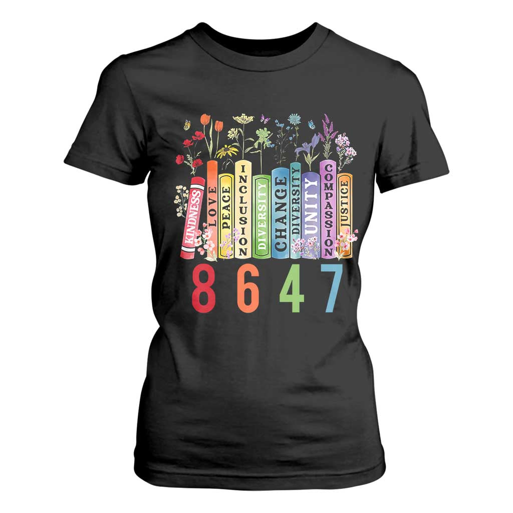 Retro 8647 T Shirt For Women Equal Rights Book Flower Feminist Women Rights TS10 Black Print Your Wear
