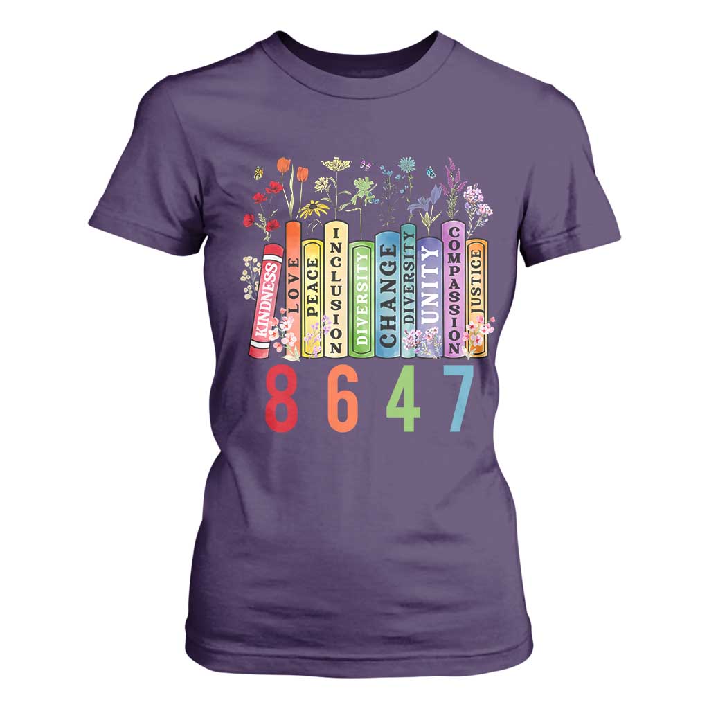 Retro 8647 T Shirt For Women Equal Rights Book Flower Feminist Women Rights TS10 Purple Print Your Wear