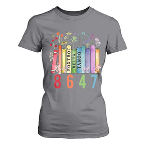Retro 8647 T Shirt For Women Foxtrots Delta Tangos Book Flower TS10 Charcoal Print Your Wear
