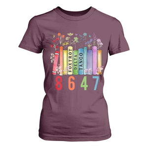Retro 8647 T Shirt For Women Foxtrots Delta Tangos Book Flower TS10 Maroon Print Your Wear