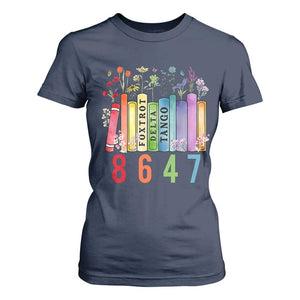 Retro 8647 T Shirt For Women Foxtrots Delta Tangos Book Flower TS10 Navy Print Your Wear