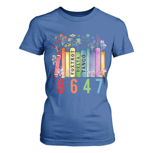 Retro 8647 T Shirt For Women Foxtrots Delta Tangos Book Flower TS10 Royal Blue Print Your Wear