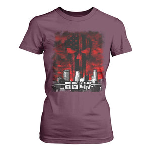 Retro 8647 T Shirt For Women Vintage USA American Flag Skull TS10 Maroon Print Your Wear