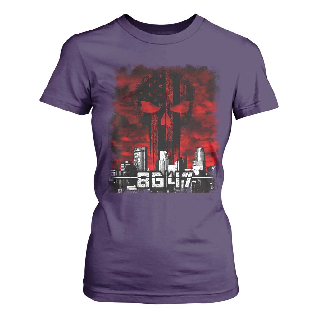 Retro 8647 T Shirt For Women Vintage USA American Flag Skull TS10 Purple Print Your Wear