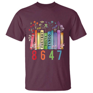 Retro 8647 T Shirt Foxtrots Delta Tangos Book Flower TS10 Maroon Print Your Wear