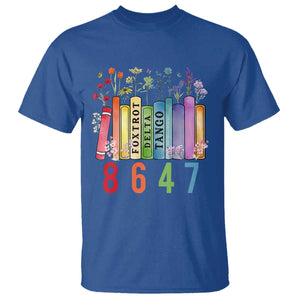 Retro 8647 T Shirt Foxtrots Delta Tangos Book Flower TS10 Royal Blue Print Your Wear