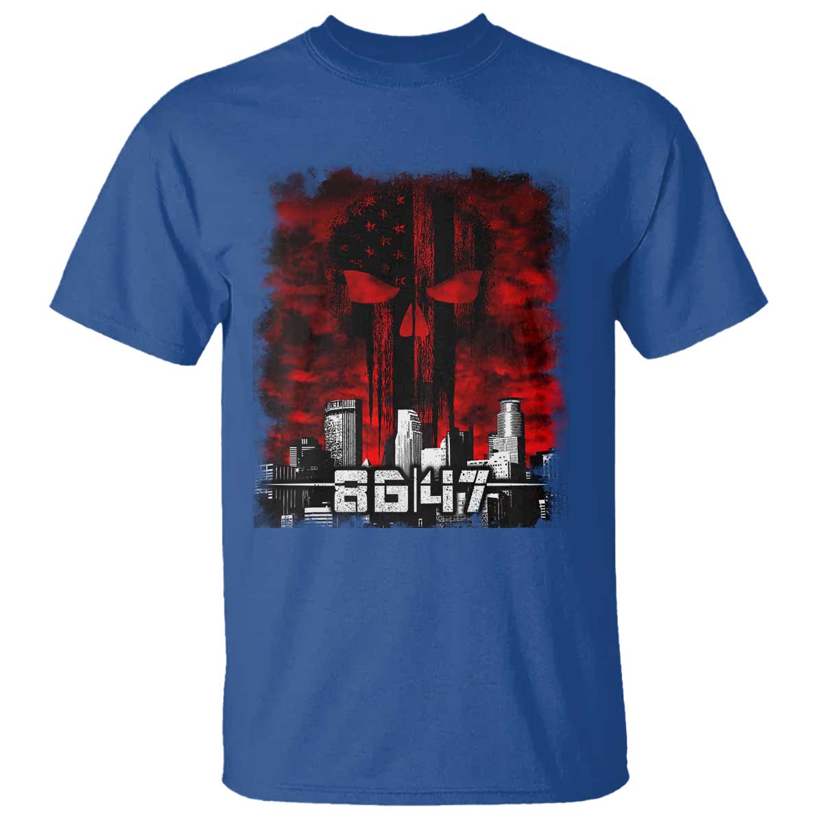 Retro 8647 T Shirt Vintage USA American Flag Skull TS10 Royal Blue Print Your Wear