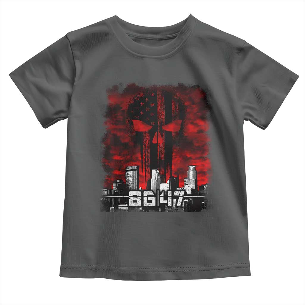 Retro 8647 Toddler T Shirt Vintage USA American Flag Skull TS10 Dark Heather Print Your Wear