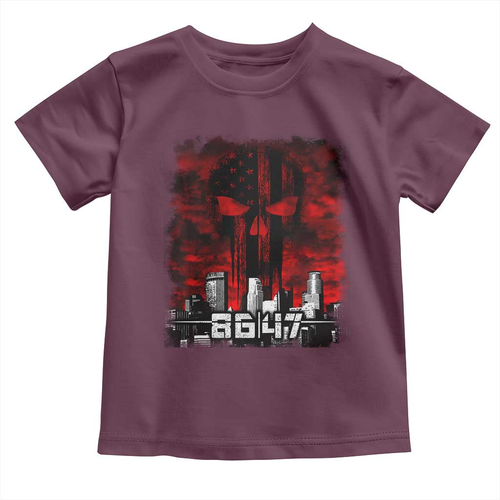 Retro 8647 Toddler T Shirt Vintage USA American Flag Skull TS10 Maroon Print Your Wear