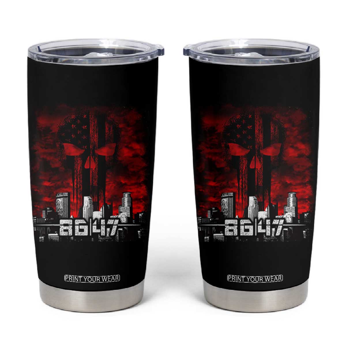 Retro 8647 Tumbler Cup Vintage USA American Flag Skull TS10 Black Print Your Wear