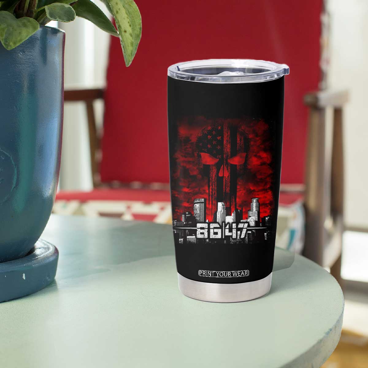 Retro 8647 Tumbler Cup Vintage USA American Flag Skull TS10 Print Your Wear