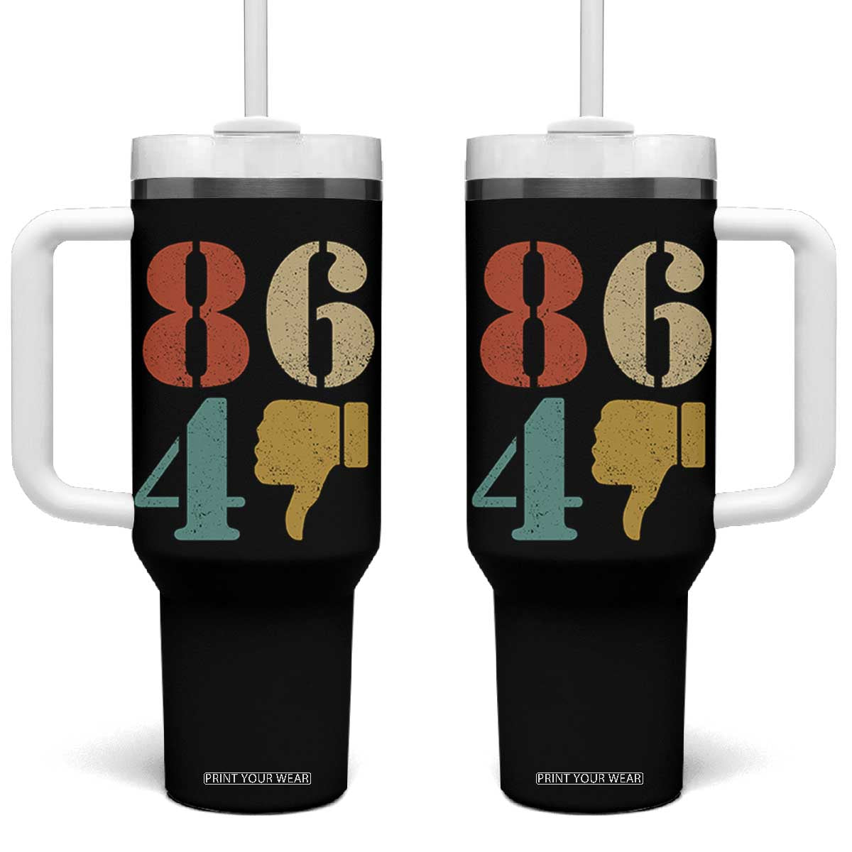 Retro 8647 Tumbler With Handle Classic Retro Vintage 80s Style TS10 One Size: 40 oz Black Print Your Wear