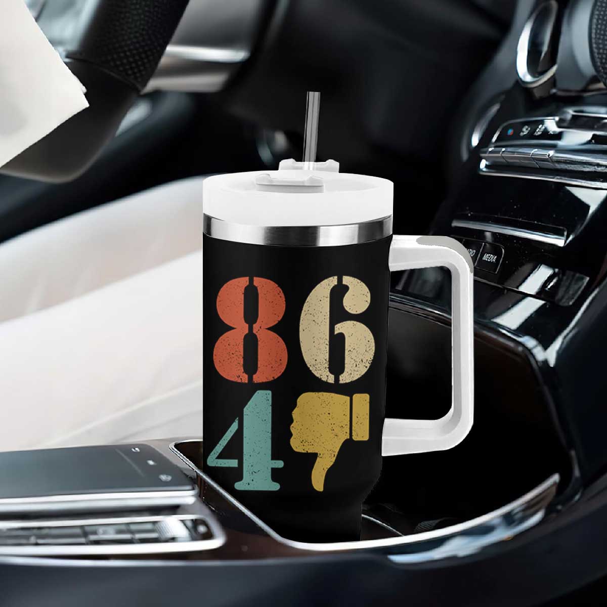 Retro 8647 Tumbler With Handle Classic Retro Vintage 80s Style TS10 Print Your Wear