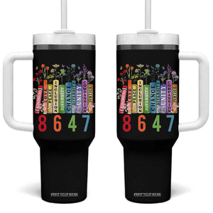 Retro 8647 Tumbler With Handle Equal Rights Book Flower Feminist Women Rights TS10 One Size: 40 oz Black Print Your Wear