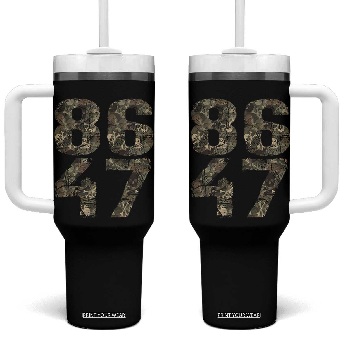 Retro 8647 Tumbler With Handle Vintage Camouflage Camo Skull TS10 One Size: 40 oz Black Print Your Wear
