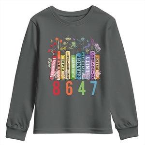 Retro 8647 Youth Sweatshirt Equal Rights Book Flower Feminist Women Rights TS10 Dark Heather Print Your Wear